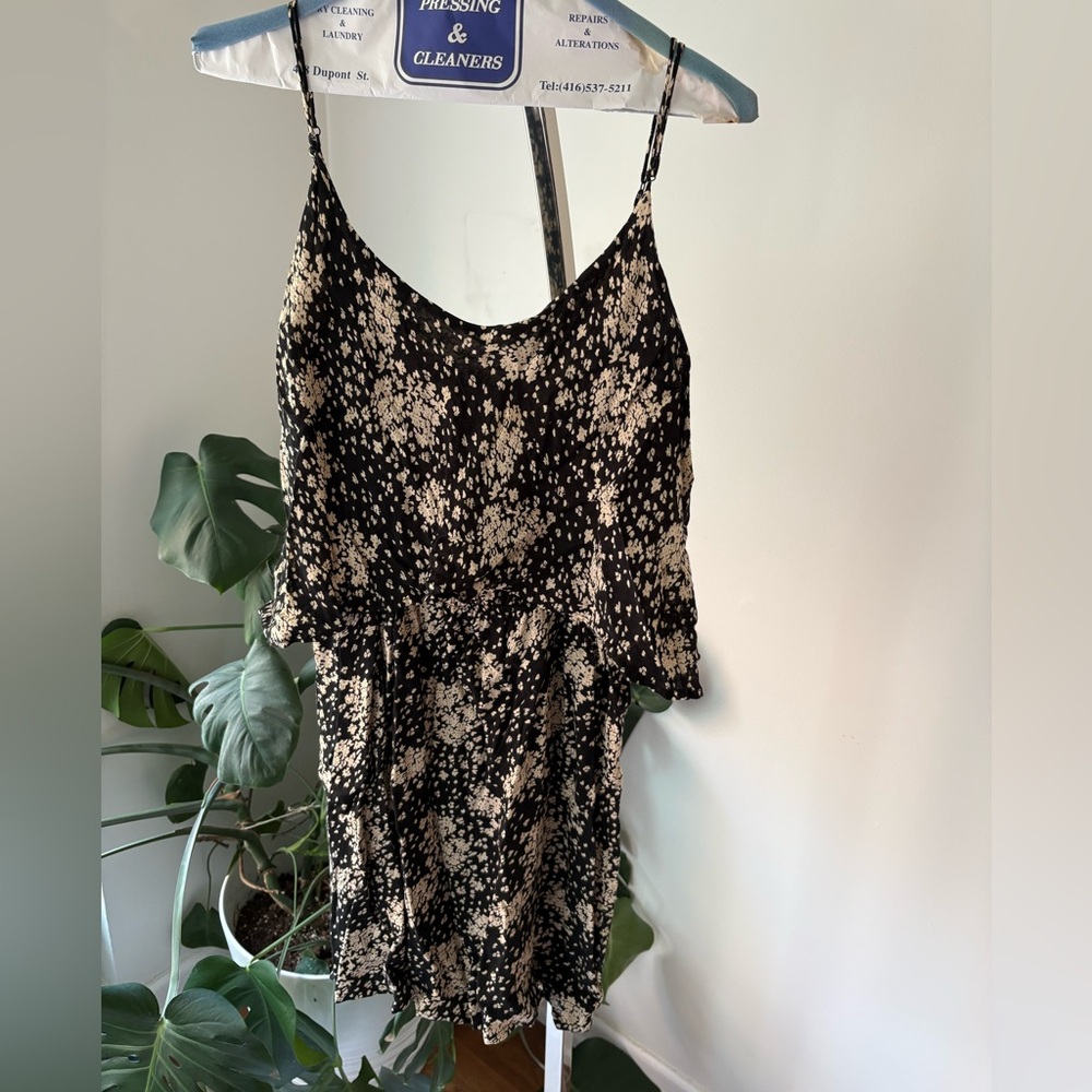 Black and Cream Spaghetti Strap Dress